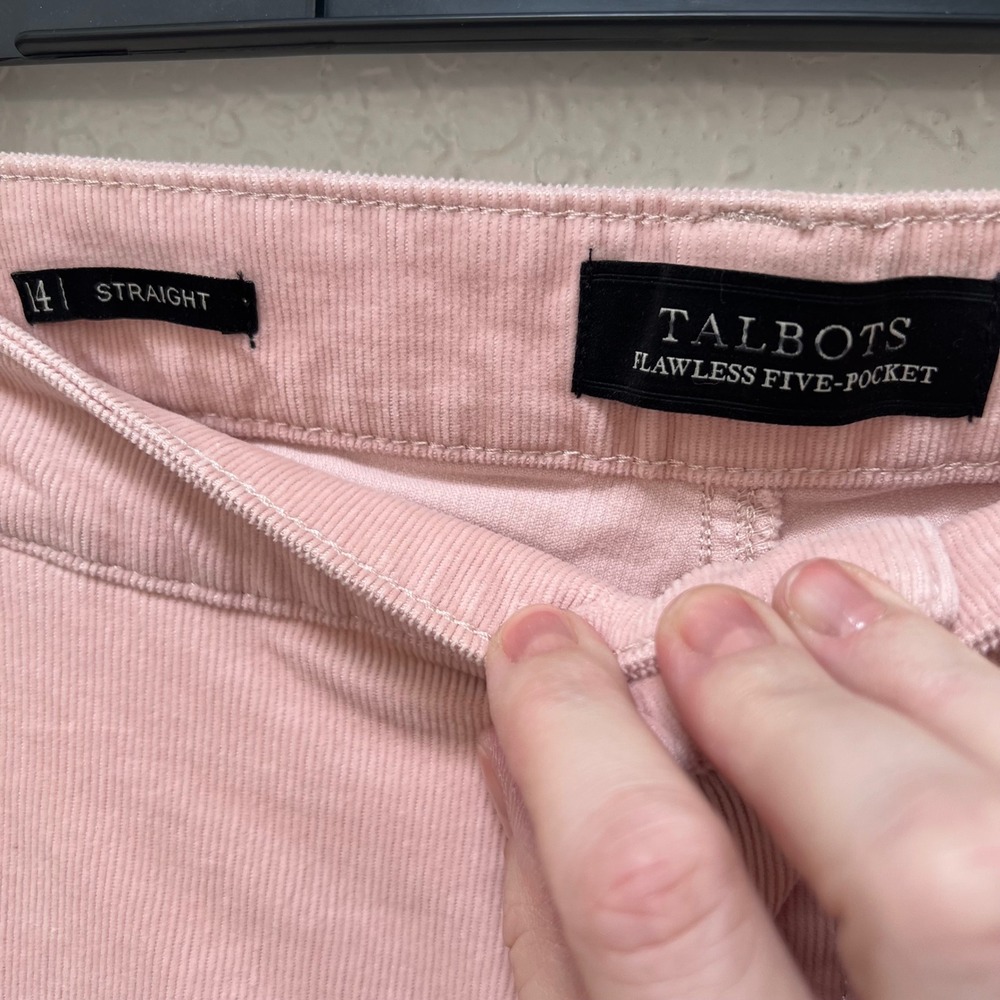 Talbots Flawless Five Pocket Corduroy Pants Pink Straight Leg Womens 14 Blush - Picture 5 of 8